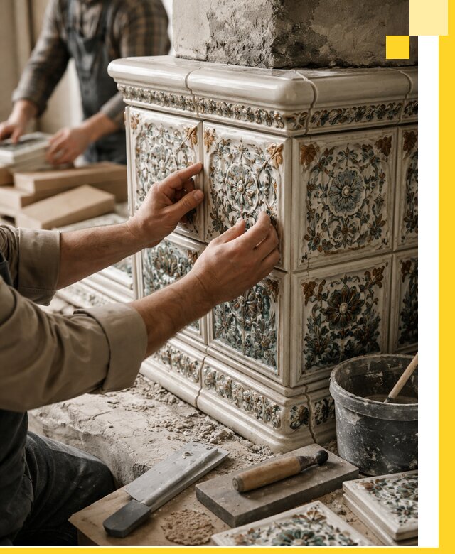 Изразцовые камины под ключ в Елабуге: проект и монтаж