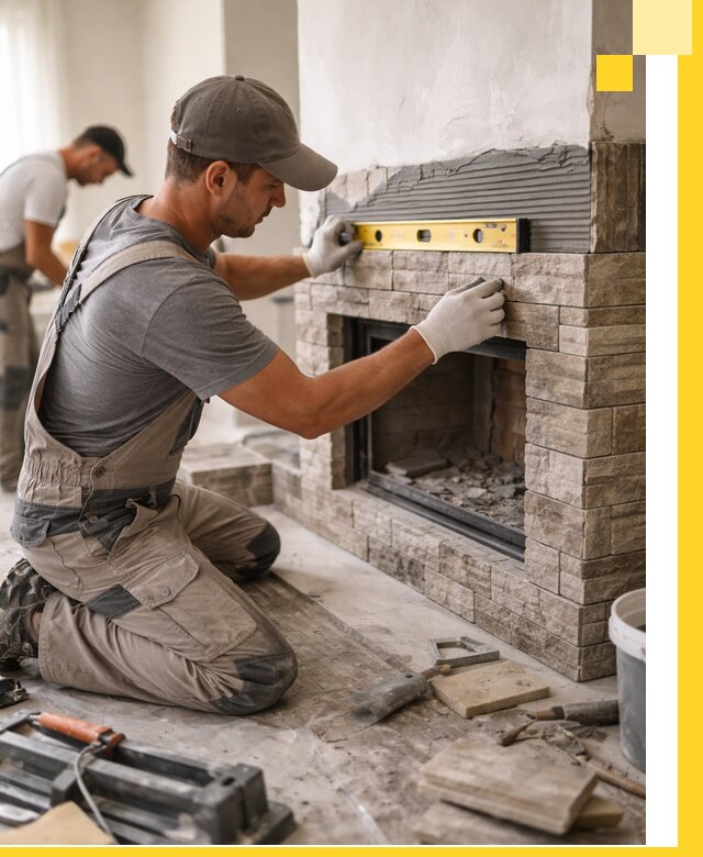 Облицовка каминов в Елабуге, монтаж и отделка натуральным камнем