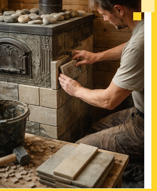 Облицовка банных печей в Елабуге профессиональная отделка