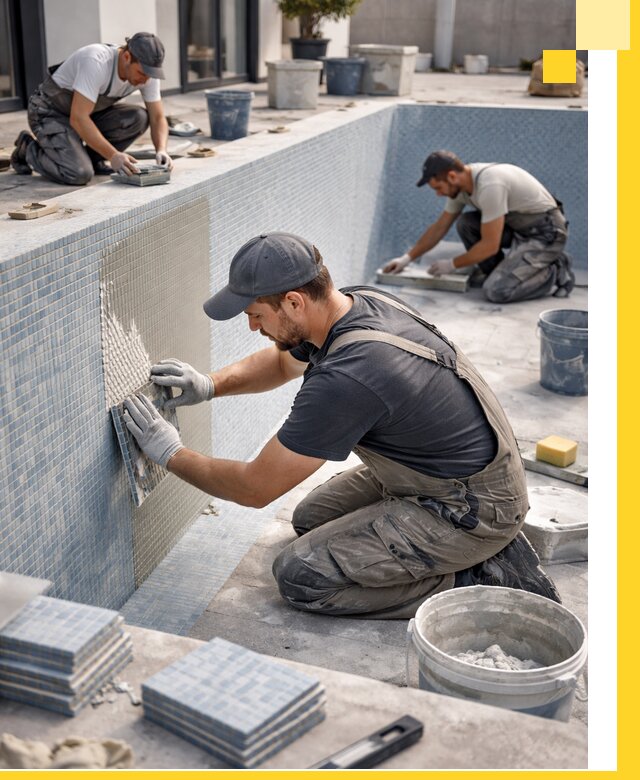 Облицовка бассейнов в Елабуге плитка мозаика гидроизоляция