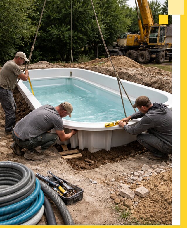 Установка и монтаж композитных бассейнов под ключ в Елабуге