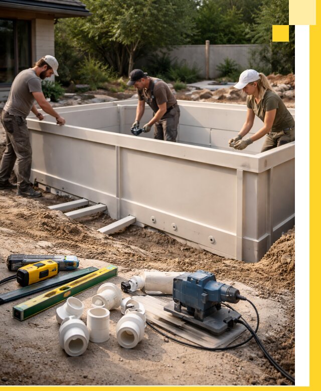 Установка полипропиленовых бассейнов под ключ в Елабуге