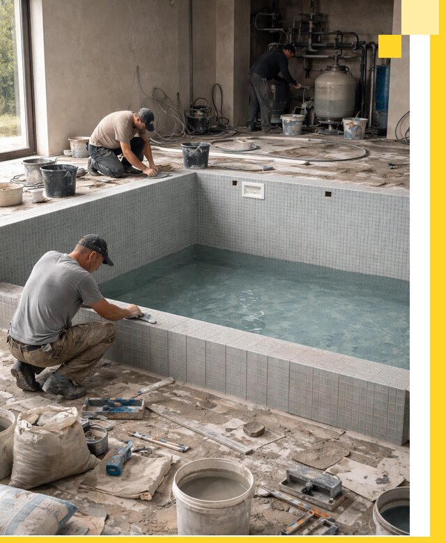 Строительство и монтаж бассейнов в помещении в Елабуге