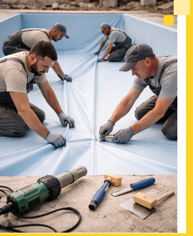 ПВХ пленка для бассейнов с монтажом и гарантией в Елабуге