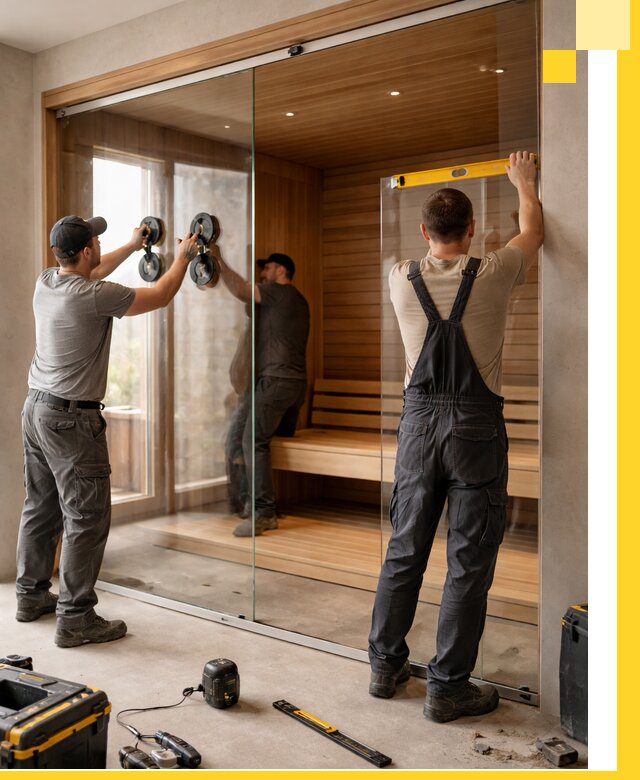 Производство и монтаж стеклянных саун под ключ в Елабуге