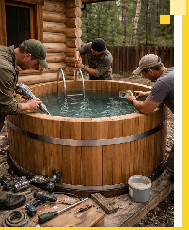 Строительство бань с купелью под ключ и отделкой в Елабуге