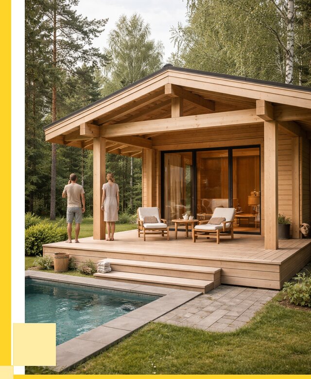 Бани с террасой под ключ в Елабуге от 607680 р. | ЭриданЛбг