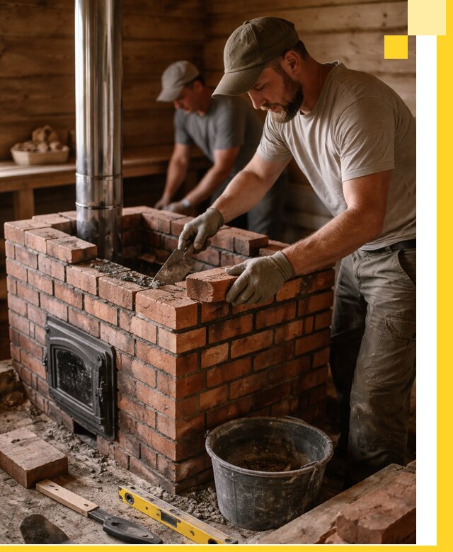 Кирпичные печи для бани под ключ в Елабуге, проект и монтаж