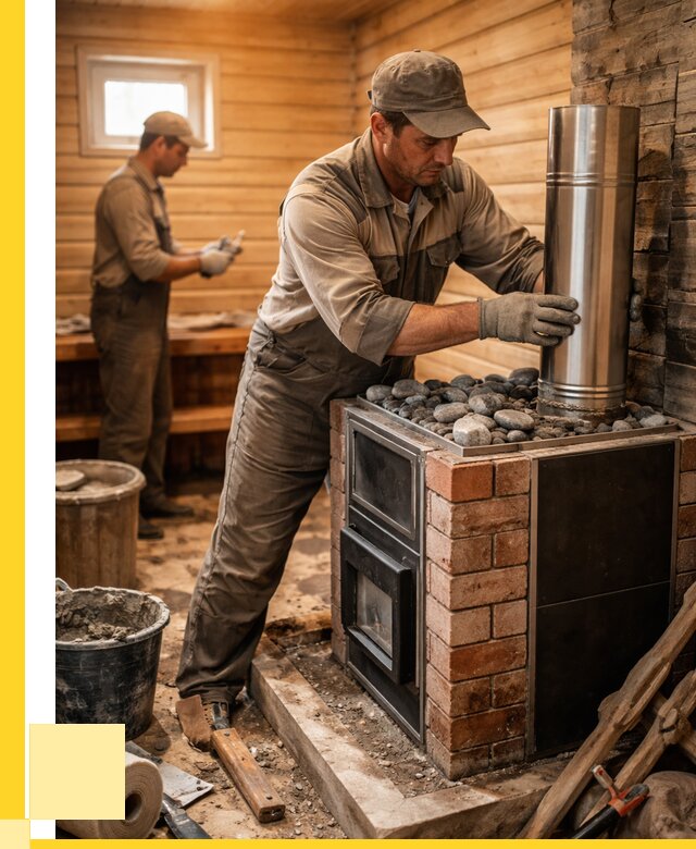 Монтаж печи в бане под ключ в Елабуге от 20256 р. | ЭриданЛбг