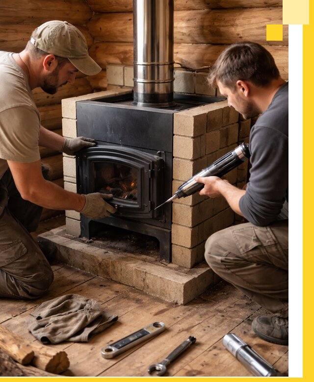 Монтаж и установка печи в бане под ключ с гарантией в Елабуге