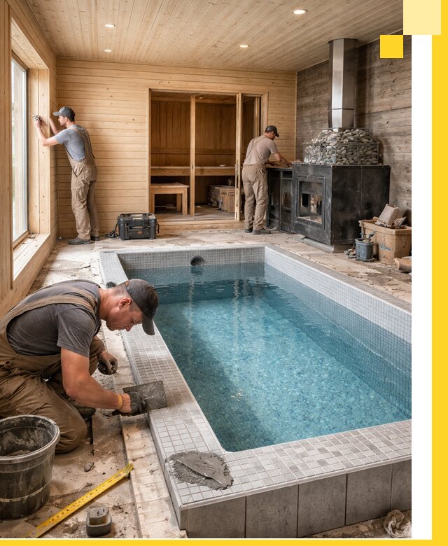 Проект бани с бассейном и сауной в Елабуге под ключ