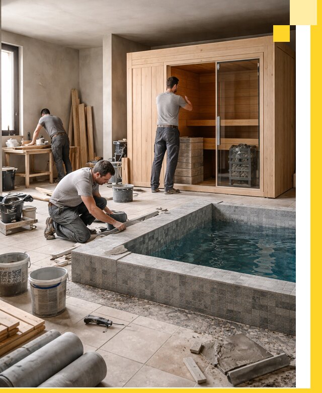 SPA зоны под ключ с бассейном сауной и печью в Елабуге